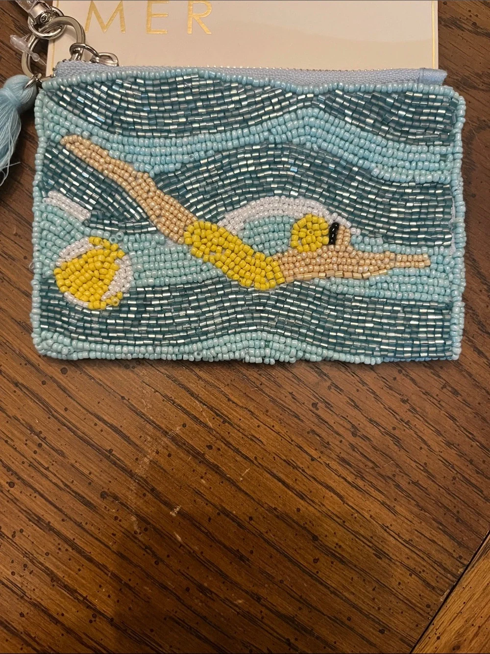 Sol and Mer beaded swimmer coin purse, new